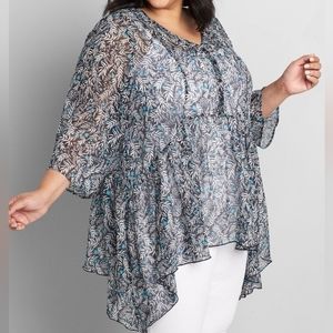 26/28 - Lane Bryant | SHARKBITE CHIFFON BABYDOLL BLOUSE